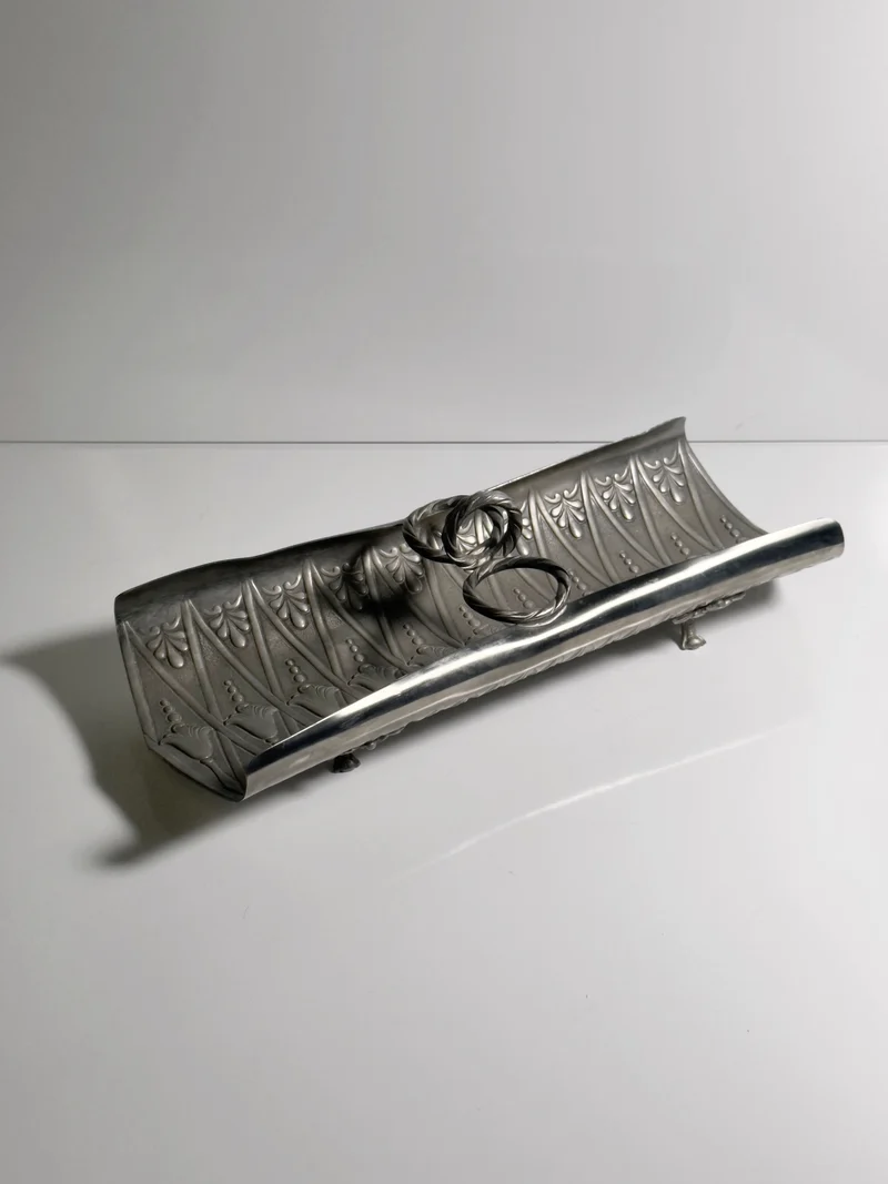 Italian pewter Grissini holder - 1970s art nouveau style