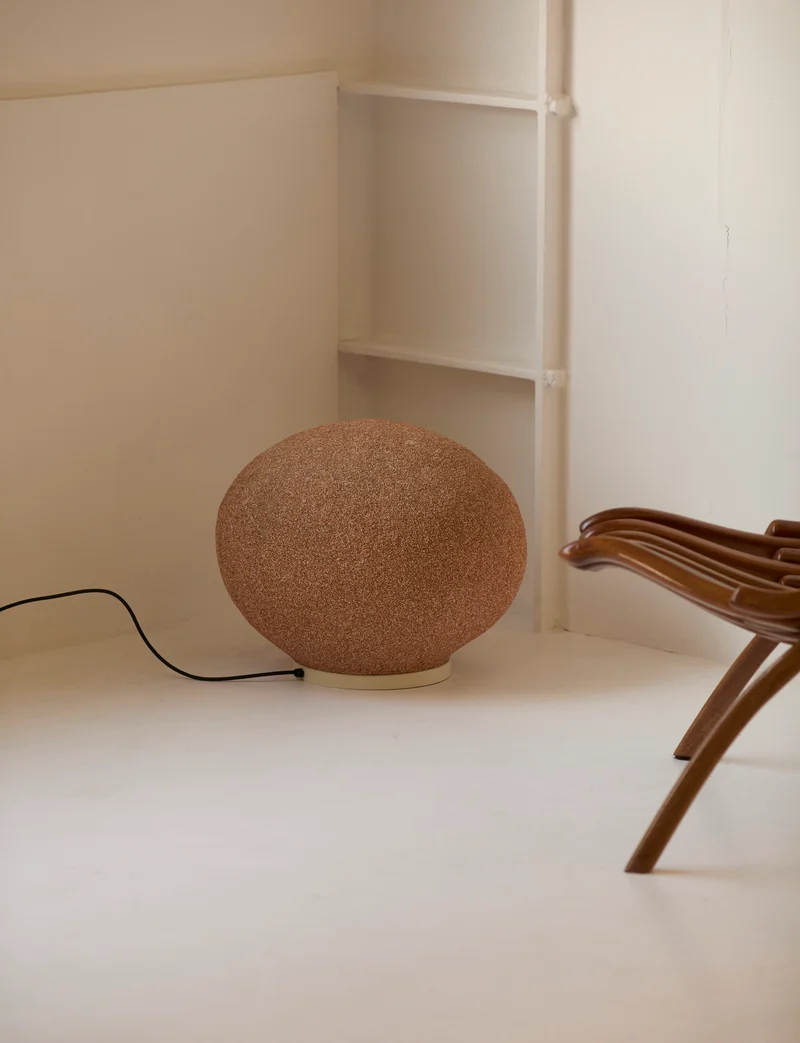 Vintage Marble Floor Lamp in Fiberglass - Extra Large Moon Rock Collection c.1970, 1970s