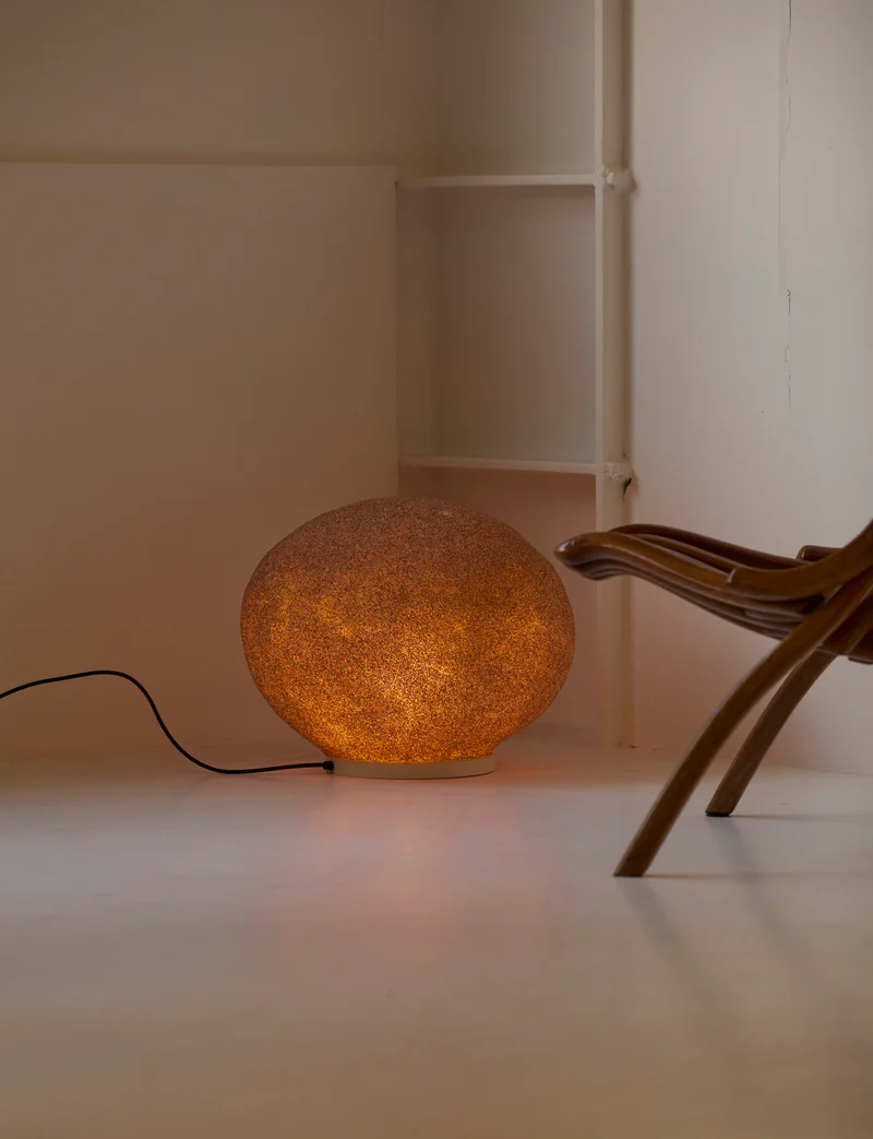 Vintage Marble Floor Lamp in Fiberglass - Extra Large Moon Rock Collection c.1970, 1970s