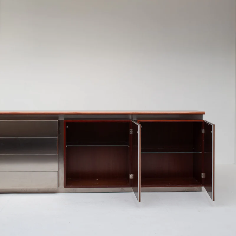 Brown Acerbis Cabinet with Chrome Doors
