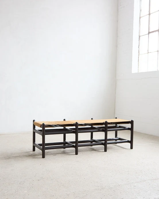 Lyndoe Bench in Solid Wood and Leather