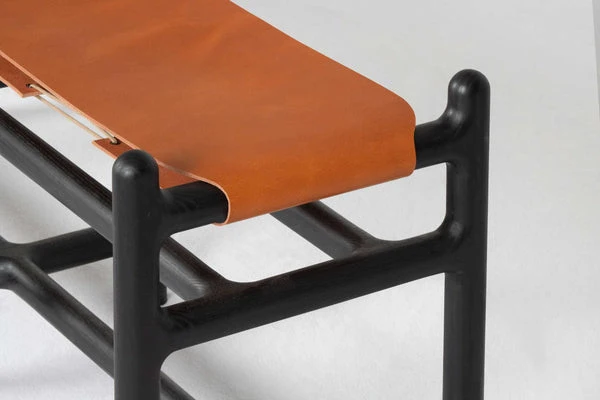 Lyndoe Bench in Solid Wood and Leather