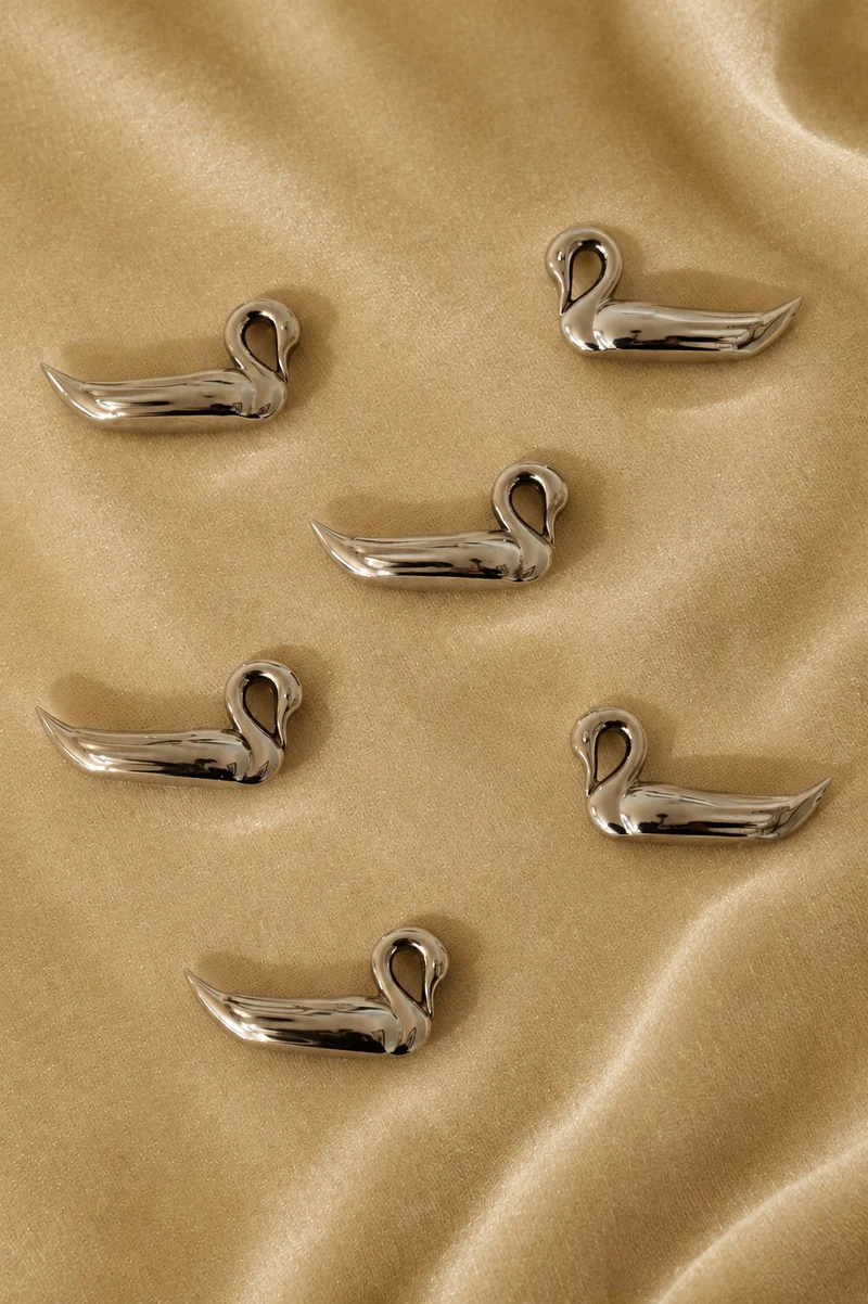 Set of 6 Silver-plated swan knife rest