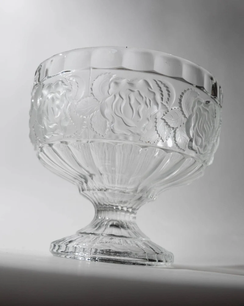 1960s Pressed Glass Footed Bowl