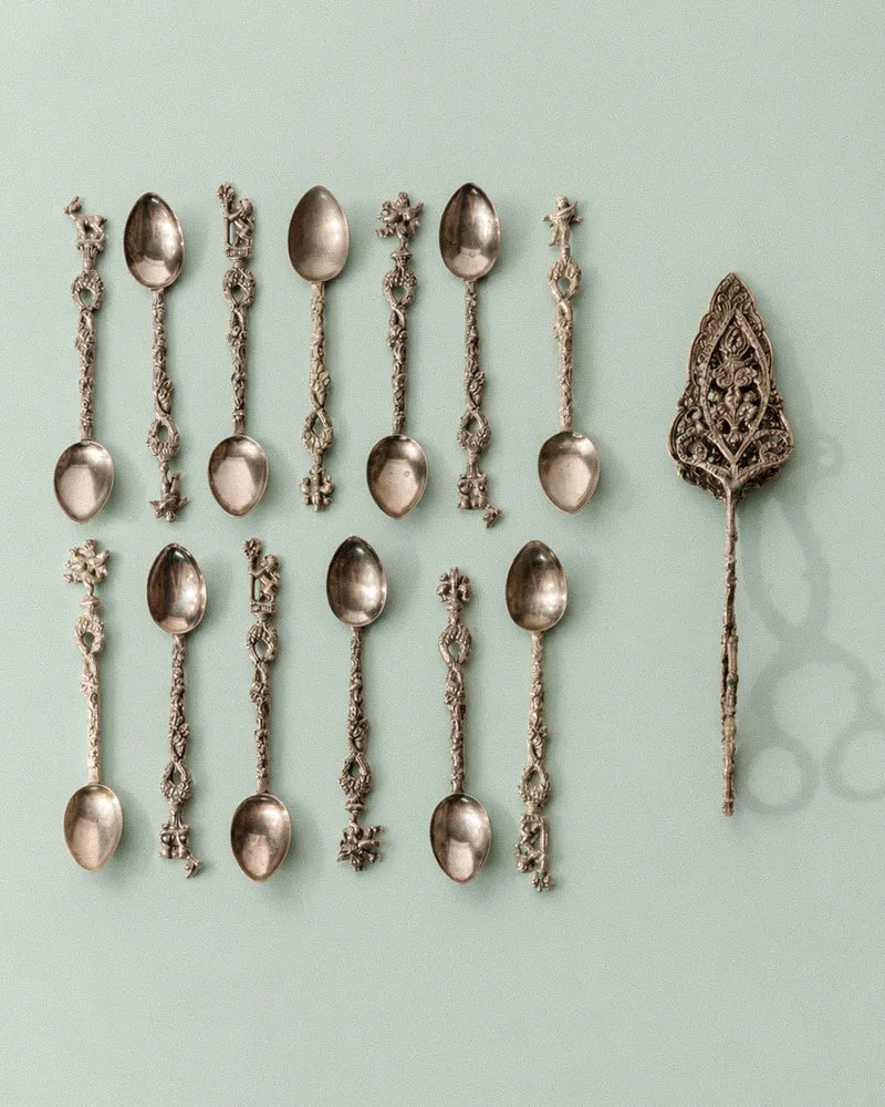 1930s Silver Plated Tea and Cake Serving Set, 13