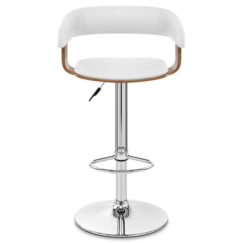Chaise de Bar Bois Chrome - Orlando Blanc