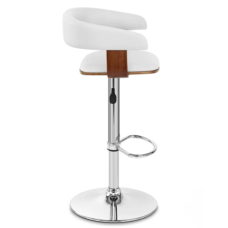 Chaise de Bar Bois Chrome - Orlando Blanc