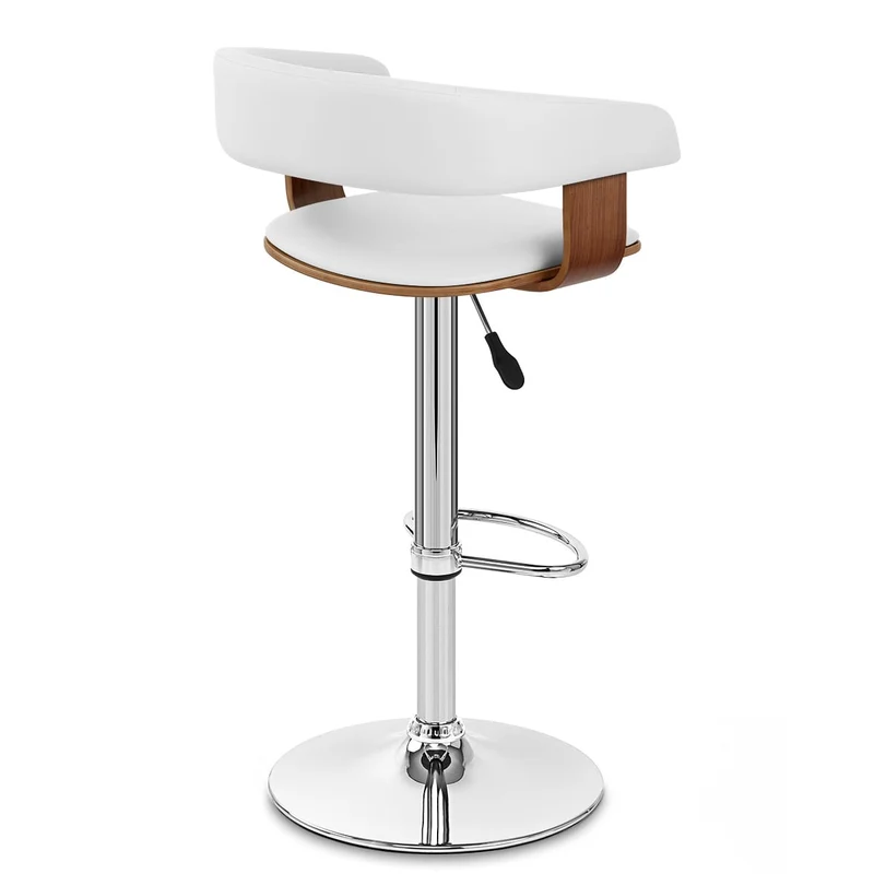 Chaise de Bar Bois Chrome - Orlando Blanc