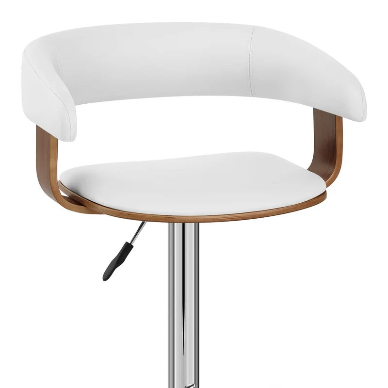 Chaise de Bar Bois Chrome - Orlando Blanc