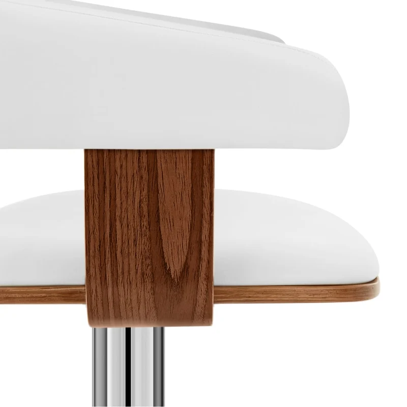 Chaise de Bar Bois Chrome - Orlando Blanc