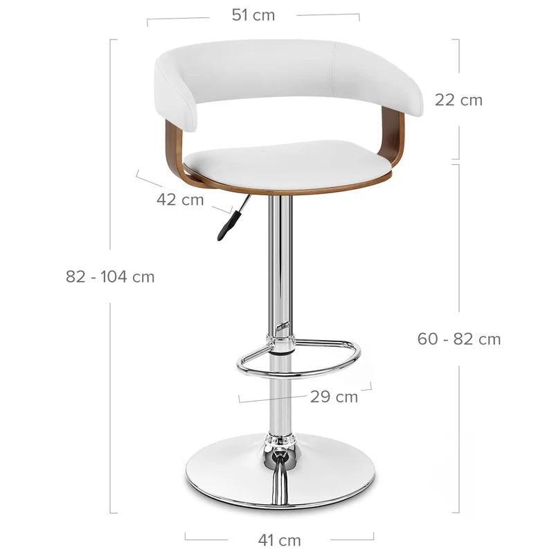 Chaise de Bar Bois Chrome - Orlando Blanc