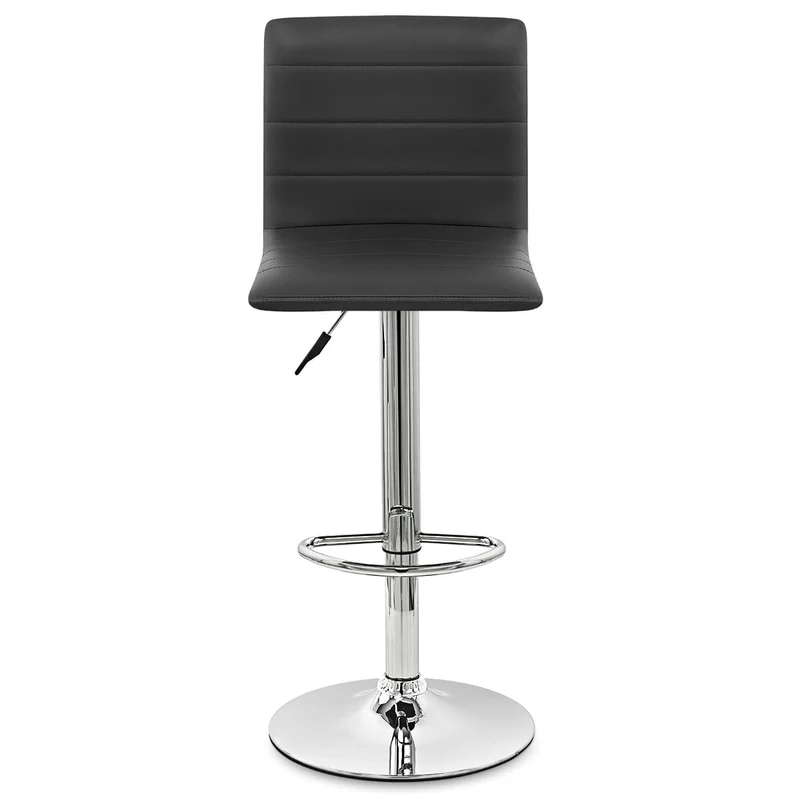 Chaise de Bar Cuir Chrome - Fabio Noir