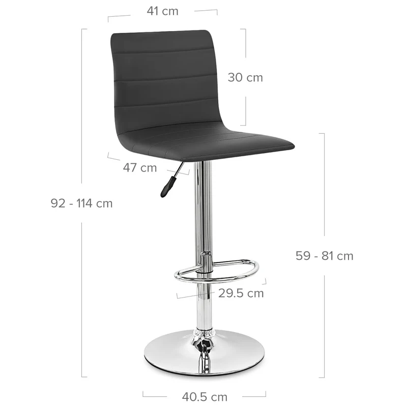 Chaise de Bar Cuir Chrome - Fabio Noir