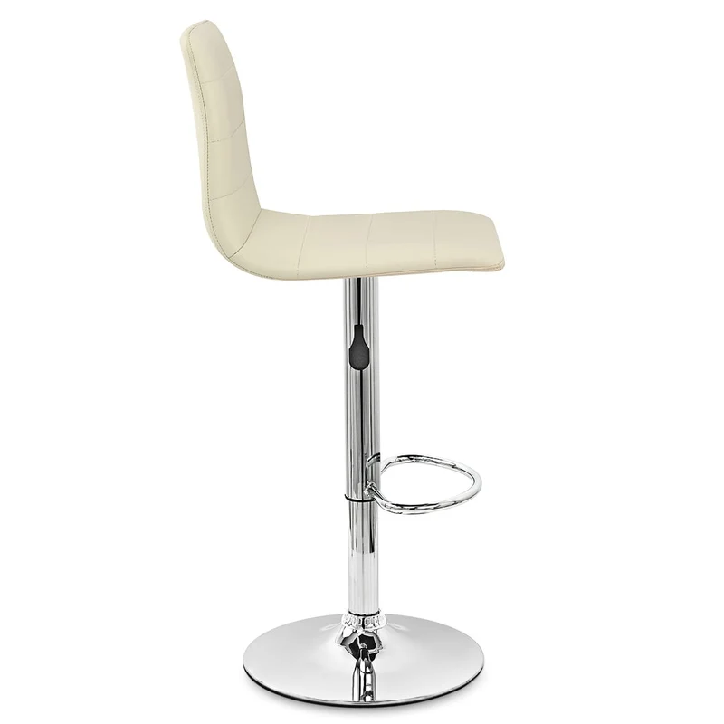 Chaise de Bar Cuir Chrome - Fabio Crème