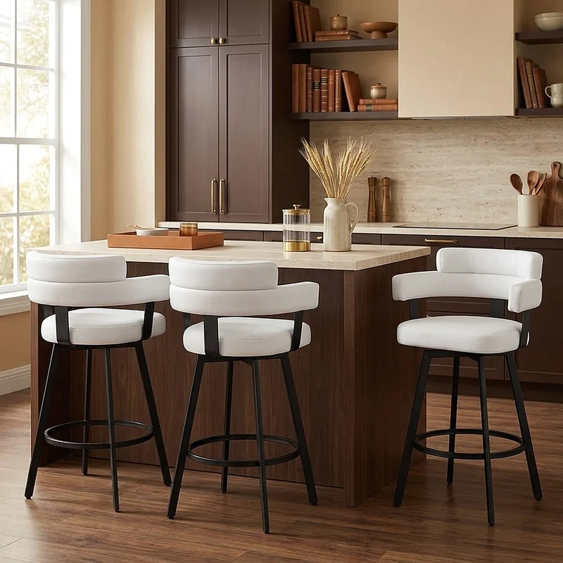 Tabouret Faux Cuir - Enzo Blanc