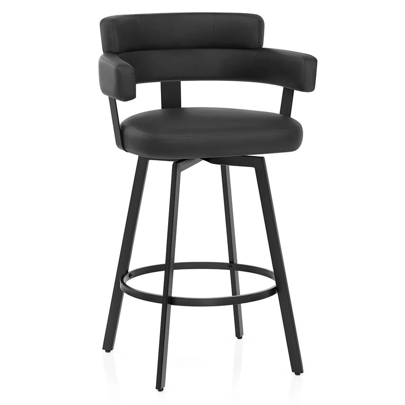 Tabouret Faux Cuir - Enzo Noir