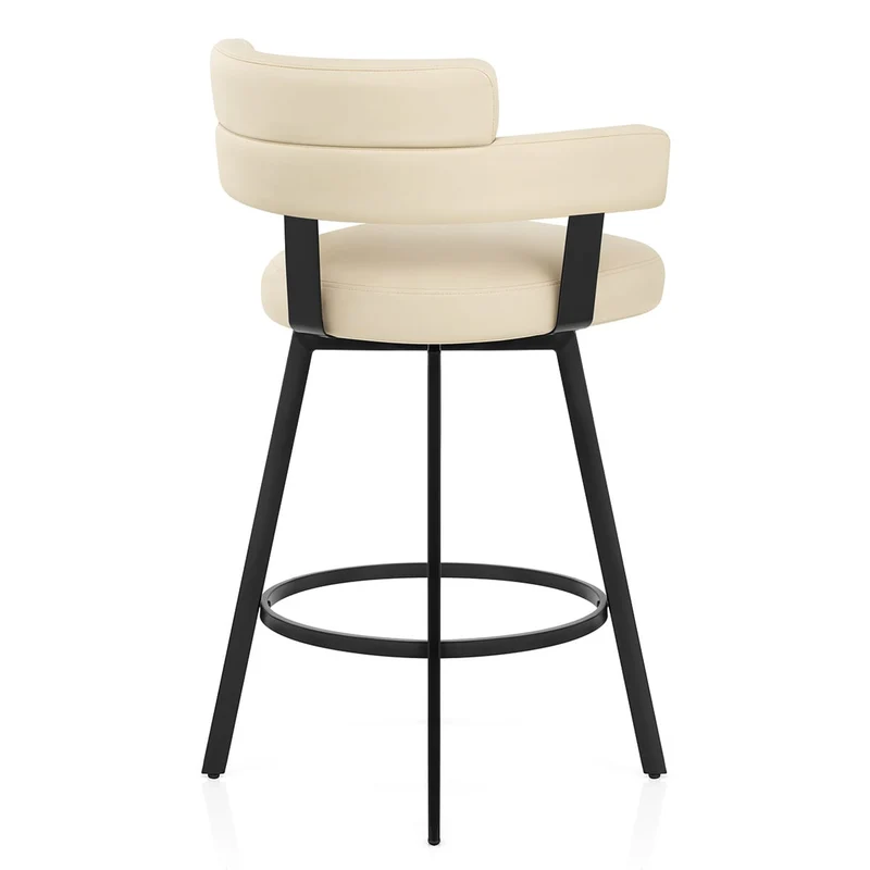 Tabouret Faux Cuir - Enzo Crème