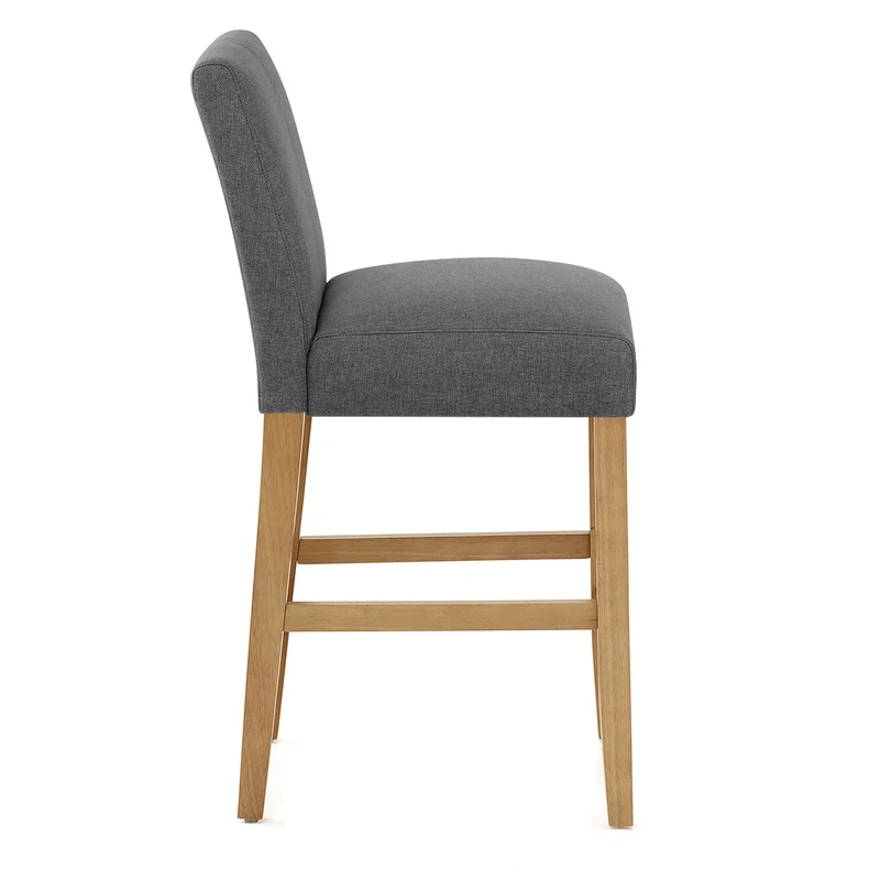 Tabouret de Bar Tissu Bois - Cornell Gris