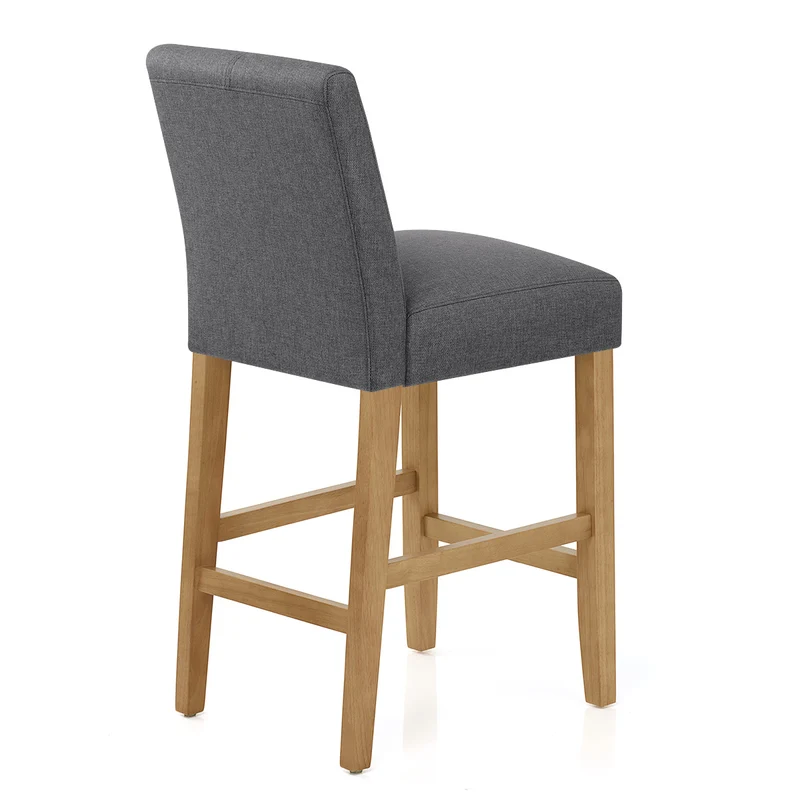 Tabouret de Bar Tissu Bois - Cornell Gris