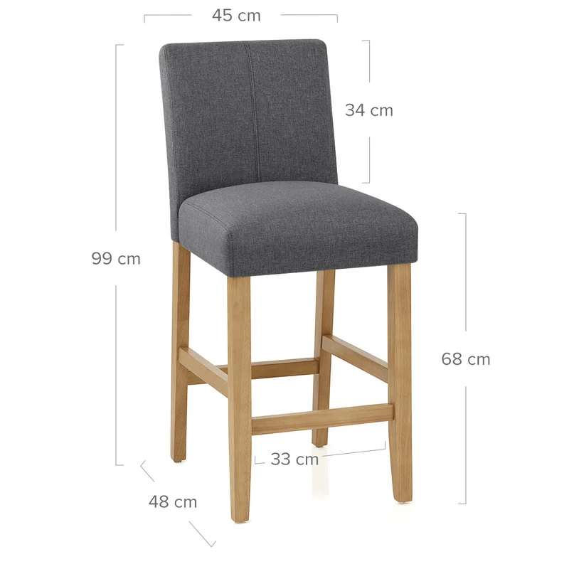 Tabouret de Bar Tissu Bois - Cornell Gris