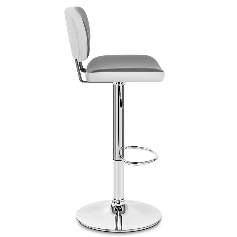 Chaise de Bar Faux Cuir Chrome - Edge Gris