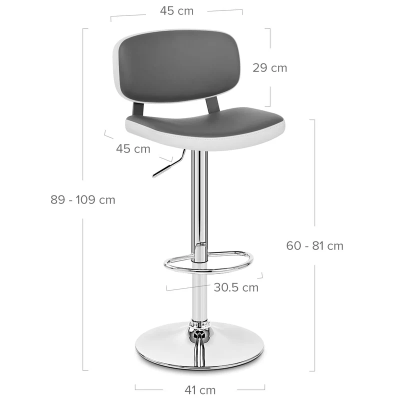 Chaise de Bar Faux Cuir Chrome - Edge Gris