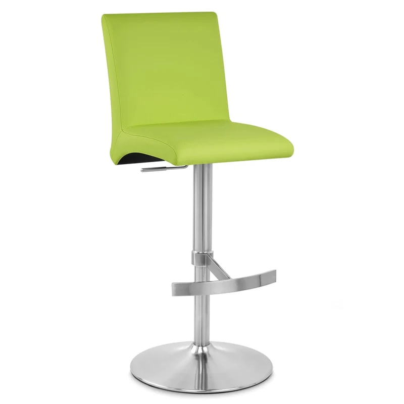 Chaise de Bar Faux Cuir Chrome Brossé - Deluxe High Back Vert