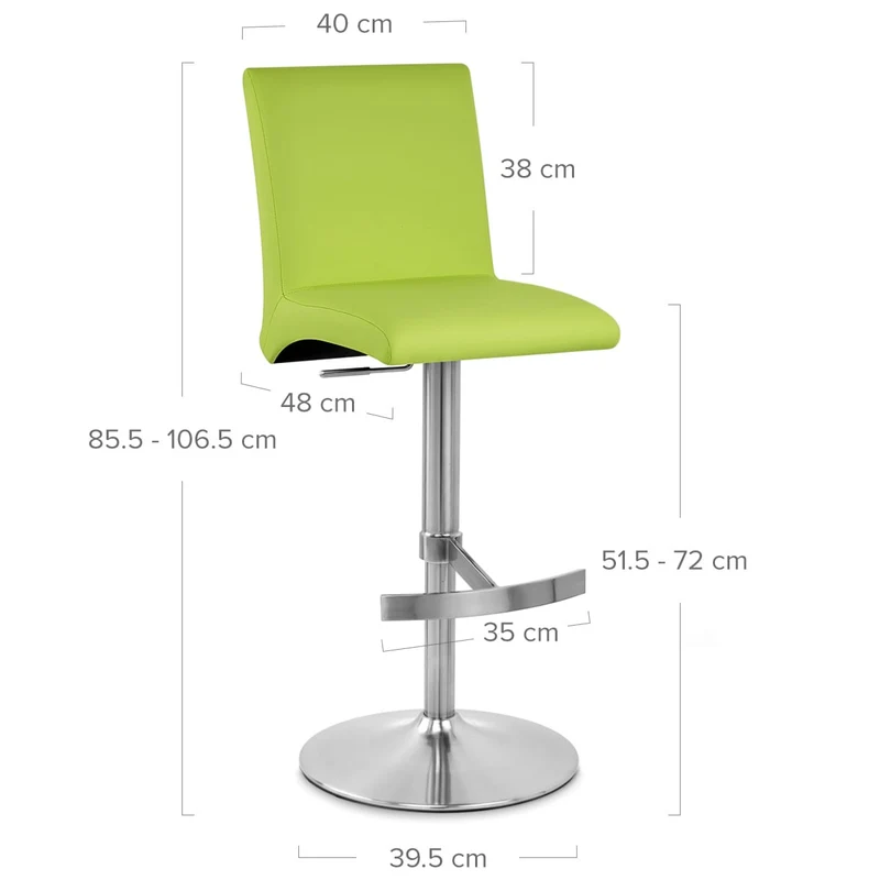 Chaise de Bar Faux Cuir Chrome Brossé - Deluxe High Back Vert
