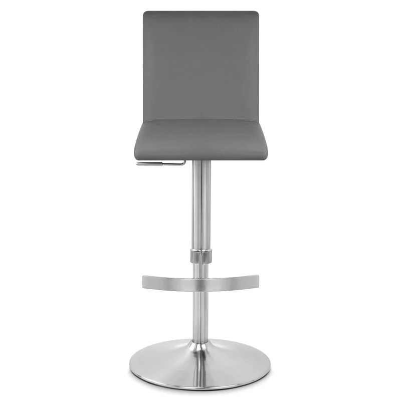 Chaise de Bar Faux Cuir Chrome Brossé - Deluxe High Back Gris