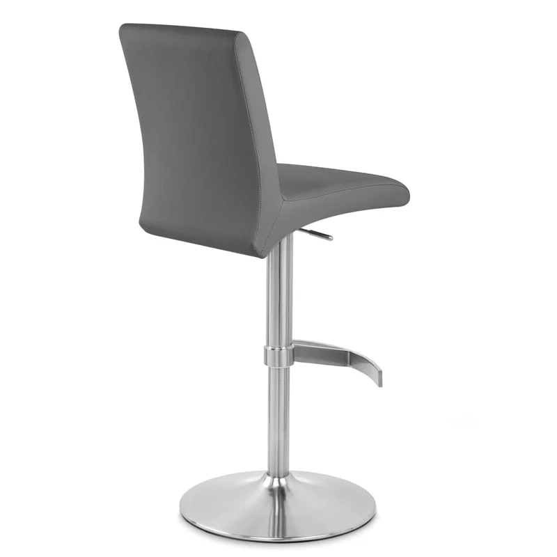 Chaise de Bar Faux Cuir Chrome Brossé - Deluxe High Back Gris