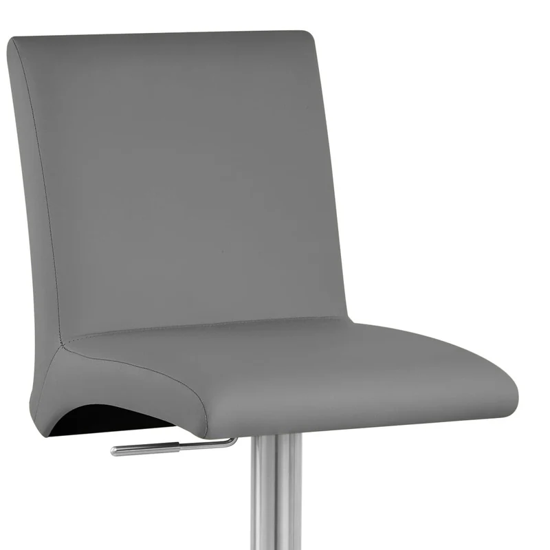 Chaise de Bar Faux Cuir Chrome Brossé - Deluxe High Back Gris