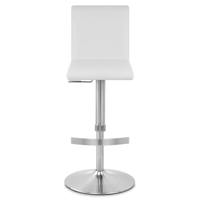 Chaise de Bar Faux Cuir Chrome Brossé - Deluxe High Back Blanc