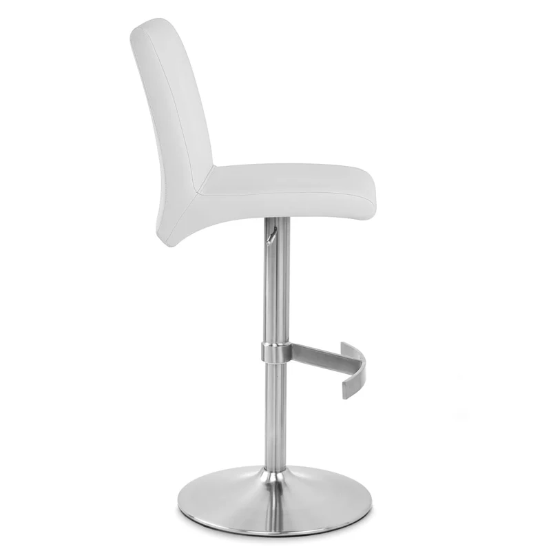 Chaise de Bar Faux Cuir Chrome Brossé - Deluxe High Back Blanc
