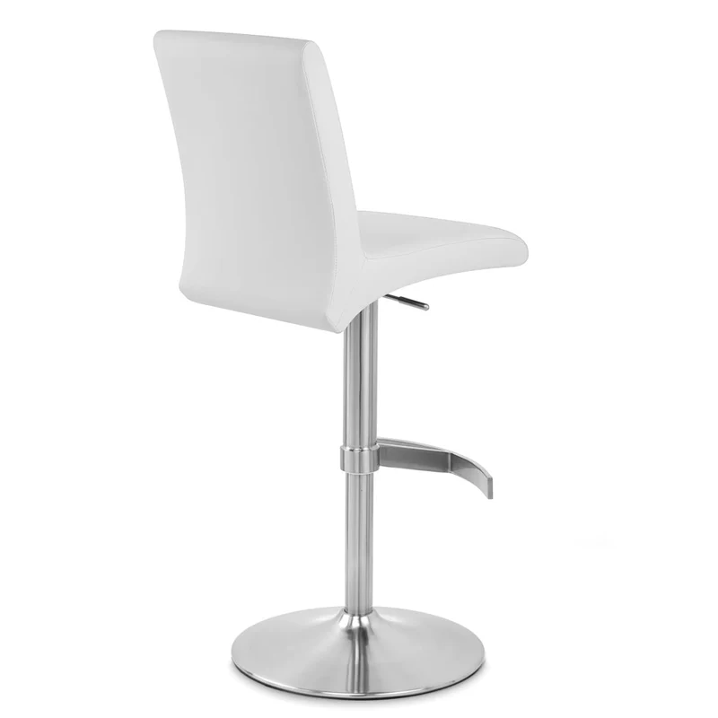 Chaise de Bar Faux Cuir Chrome Brossé - Deluxe High Back Blanc
