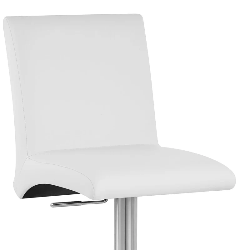 Chaise de Bar Faux Cuir Chrome Brossé - Deluxe High Back Blanc