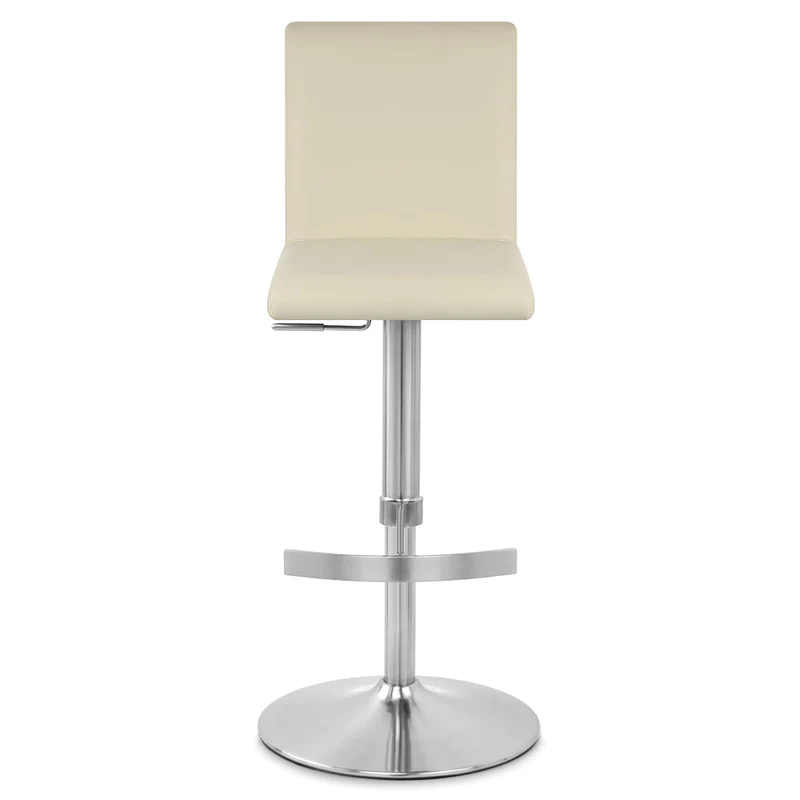 Chaise de Bar Faux Cuir Chrome Brossé - Deluxe High Back Crème