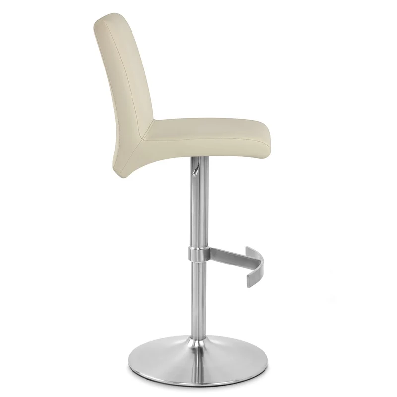 Chaise de Bar Faux Cuir Chrome Brossé - Deluxe High Back Crème