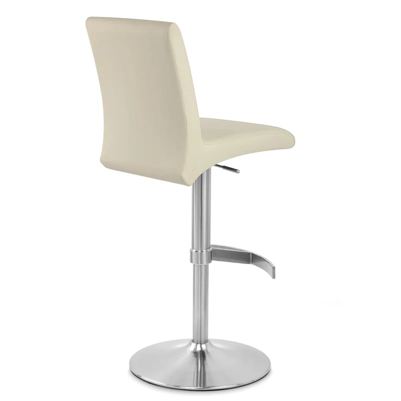 Chaise de Bar Faux Cuir Chrome Brossé - Deluxe High Back Crème