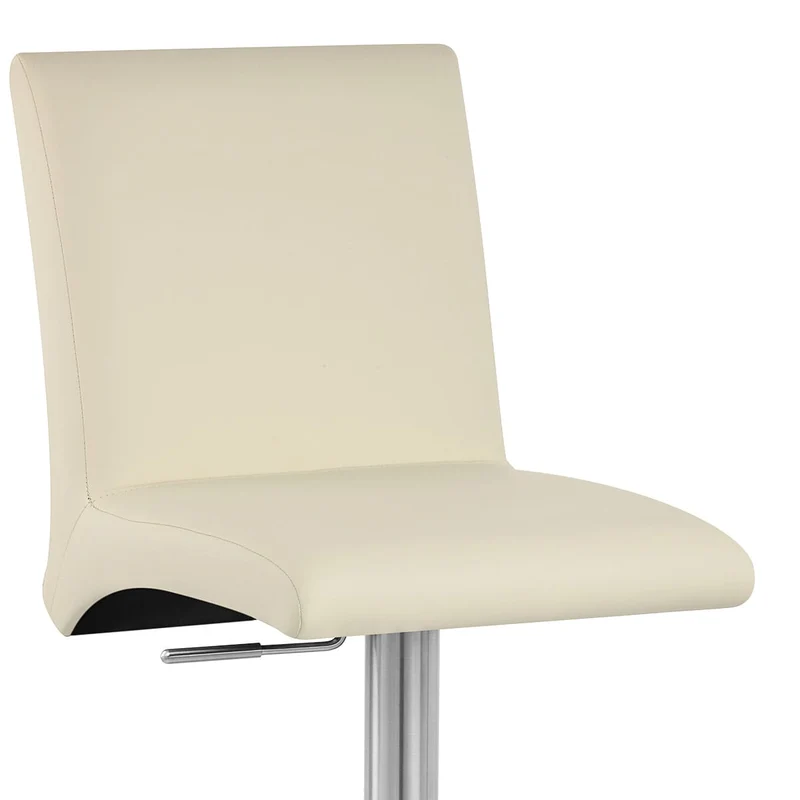 Chaise de Bar Faux Cuir Chrome Brossé - Deluxe High Back Crème