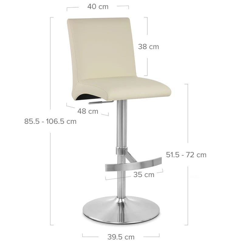 Chaise de Bar Faux Cuir Chrome Brossé - Deluxe High Back Crème