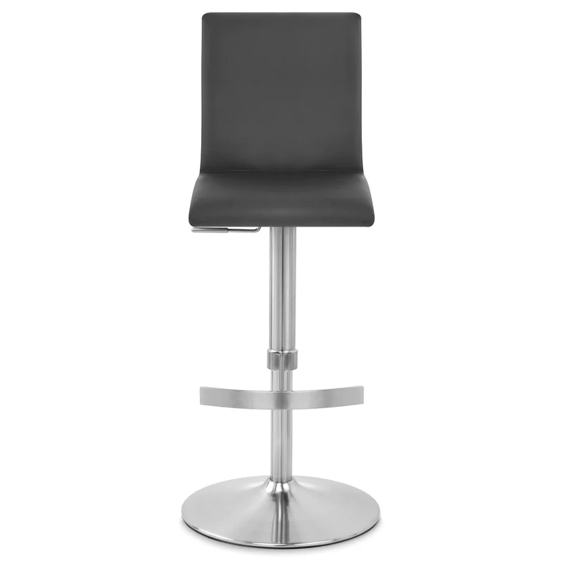 Chaise de Bar Faux Cuir Chrome Brossé - Deluxe High Back Noir