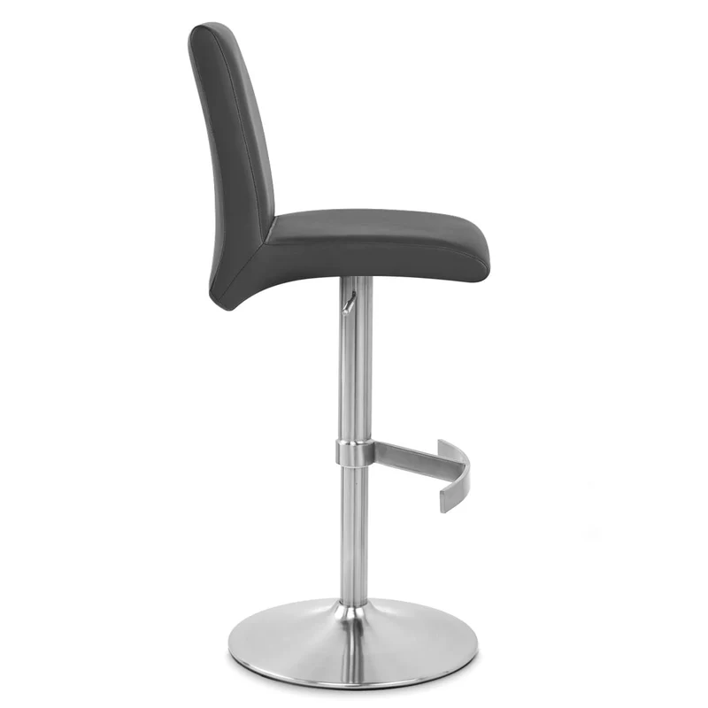Chaise de Bar Faux Cuir Chrome Brossé - Deluxe High Back Noir