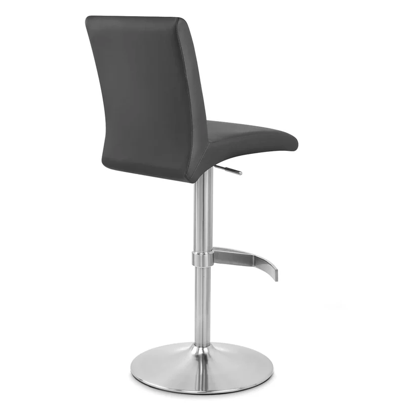 Chaise de Bar Faux Cuir Chrome Brossé - Deluxe High Back Noir