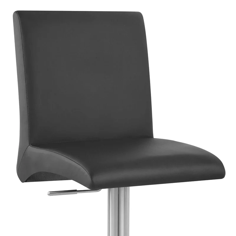 Chaise de Bar Faux Cuir Chrome Brossé - Deluxe High Back Noir