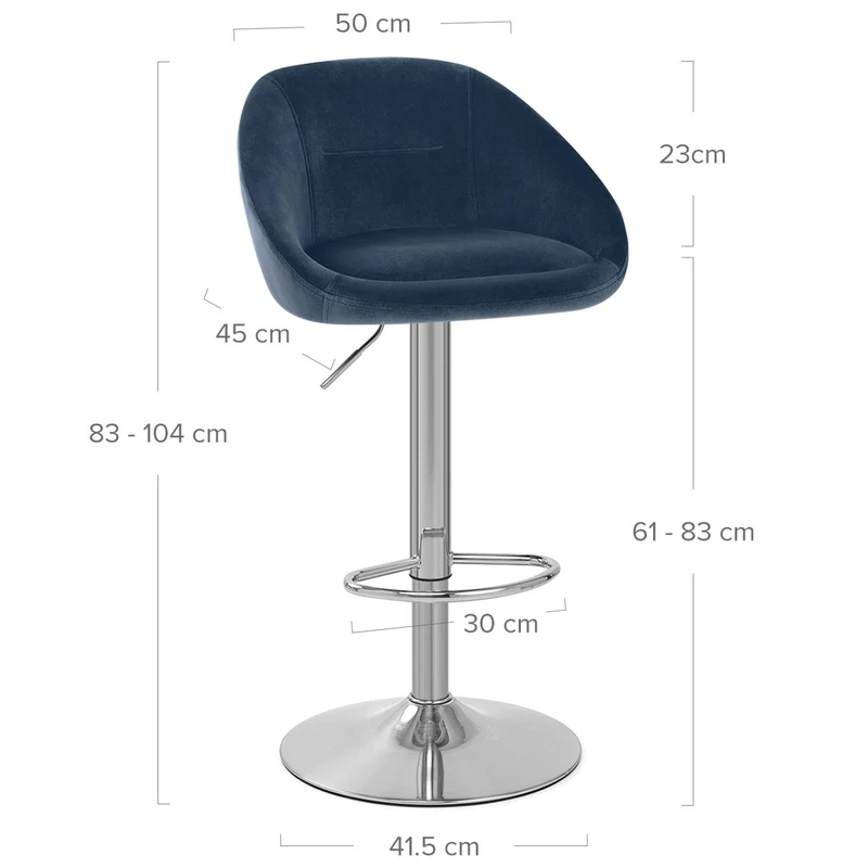 Tabouret de Bar Velours - Decco Bleu