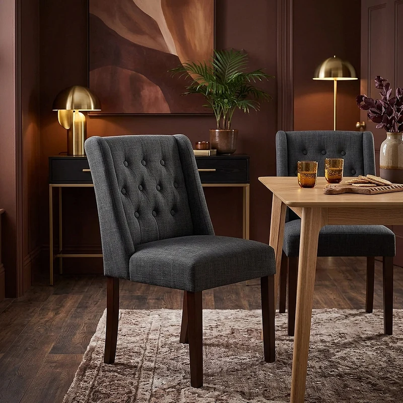 Chaise Tissu Bois - Chatsworth Noyer Gris