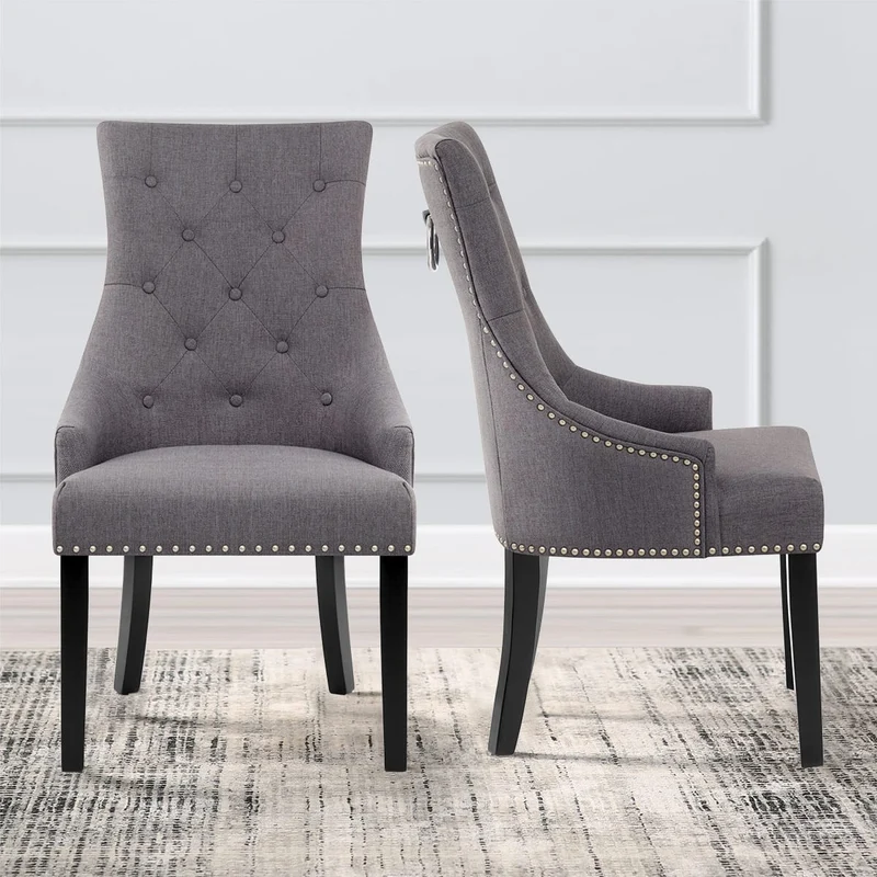 Chaise Bois Tissu - Ascot Gris Foncé
