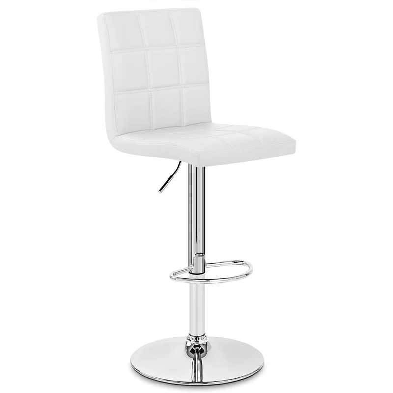 Chaise de Bar Faux Cuir Chrome - Criss Cross Blanc