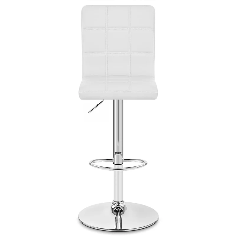 Chaise de Bar Faux Cuir Chrome - Criss Cross Blanc