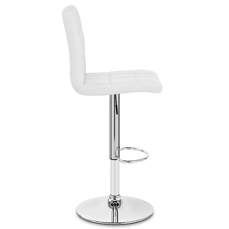 Chaise de Bar Faux Cuir Chrome - Criss Cross Blanc